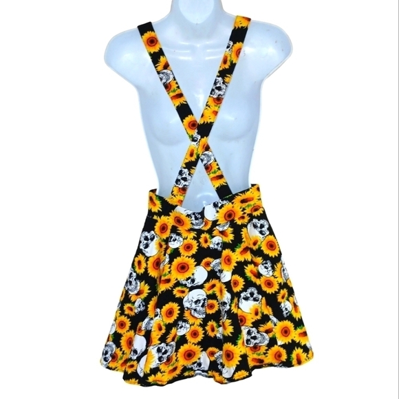Spencer's Goth Skull Sunflower Overall Mini Dress Small - Picture 3 of 3